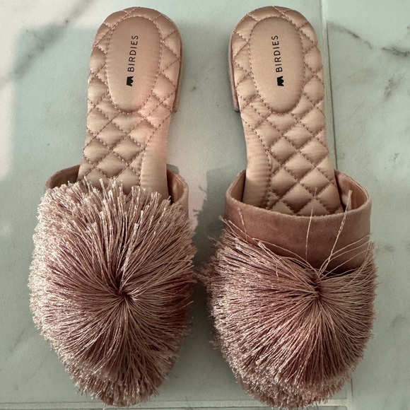 Birdies Shoes - Birdies Women's Blush Fringe Slippers